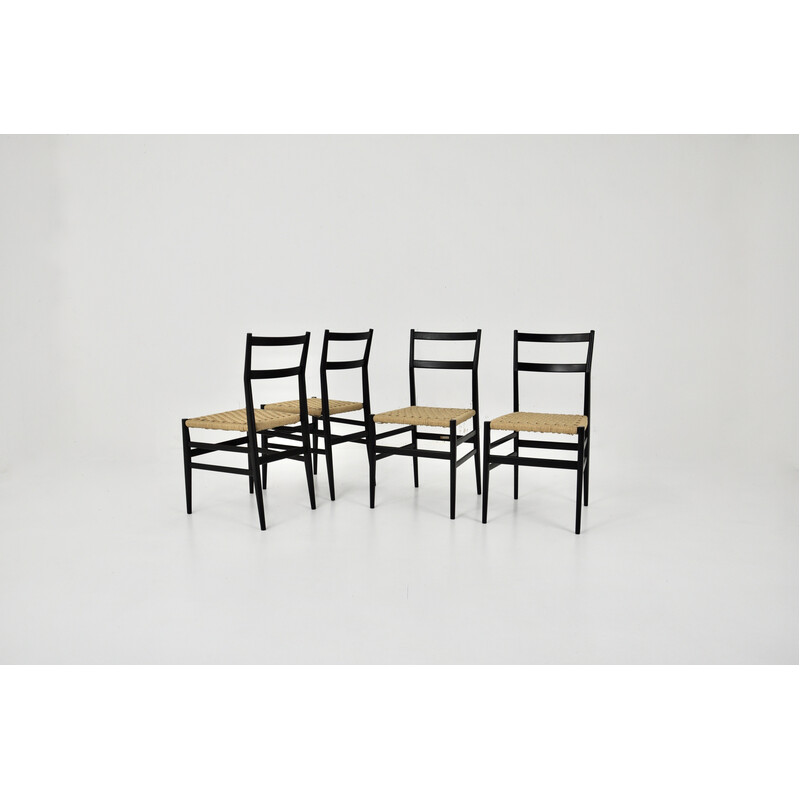 Lot de 4 chaises vintage Leggera par Gio Ponti pour Cassina, 1960