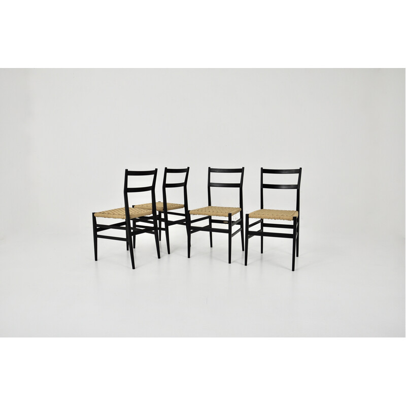 Set of 4 vintage Leggera chairs by Gio Ponti for Cassina, 1960s