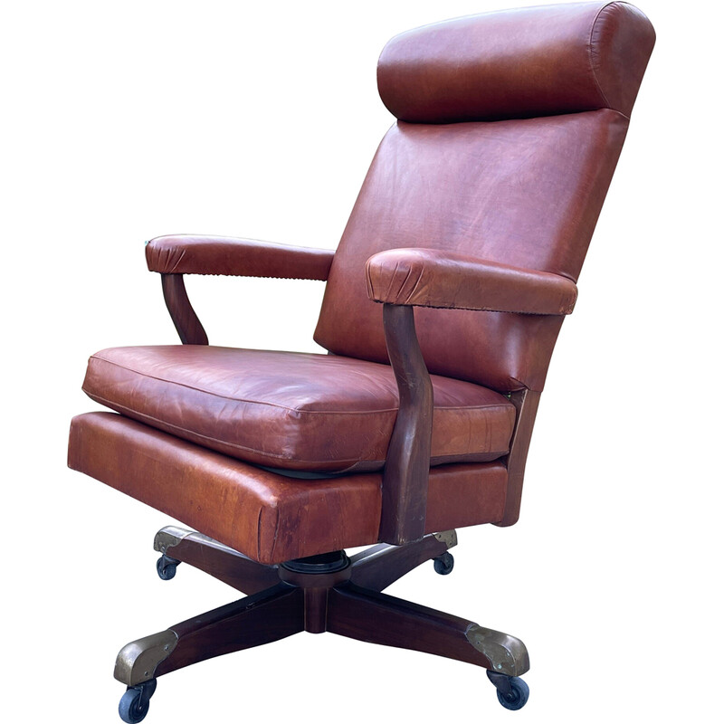 Washington Vintage Sessel mit hoher Rückenlehne aus Leder, USA 1988