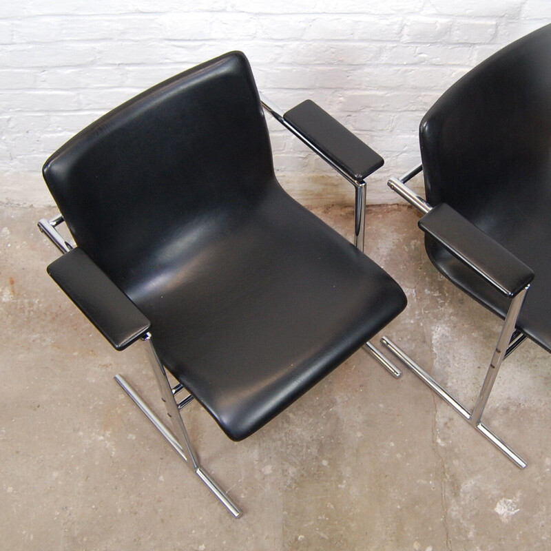 Pair of vintage "Oslo" bridge chairs in chromed metal by Rudi Verelst for Novalux, 1970s