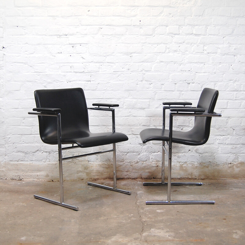 Pair of vintage "Oslo" bridge chairs in chromed metal by Rudi Verelst for Novalux, 1970s