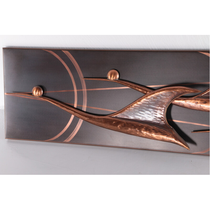 Vintage handmade copper wall panel, Germany 1970