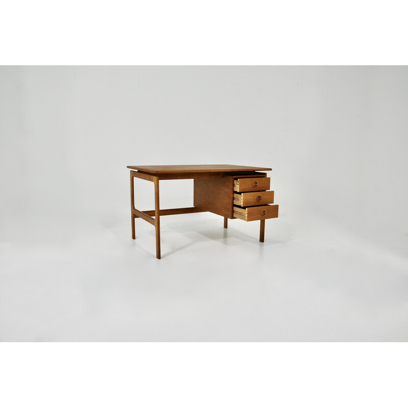 Vintage wooden desk with 3 drawers by Arne Vodder, 1960s