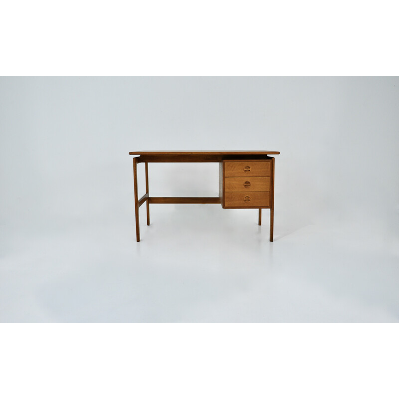 Vintage wooden desk with 3 drawers by Arne Vodder, 1960s