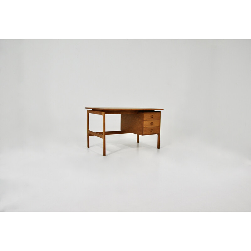 Vintage wooden desk with 3 drawers by Arne Vodder, 1960s