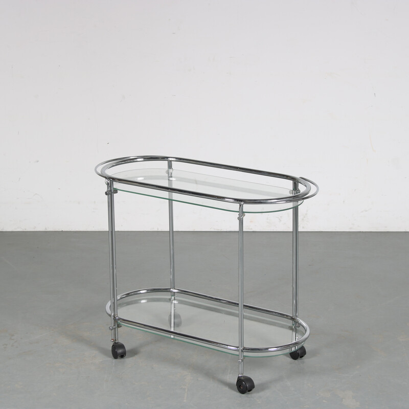 Vintage trolley with chrome plated tubular by Gae Aulenti for Fontana Arte, Italy 1970s
