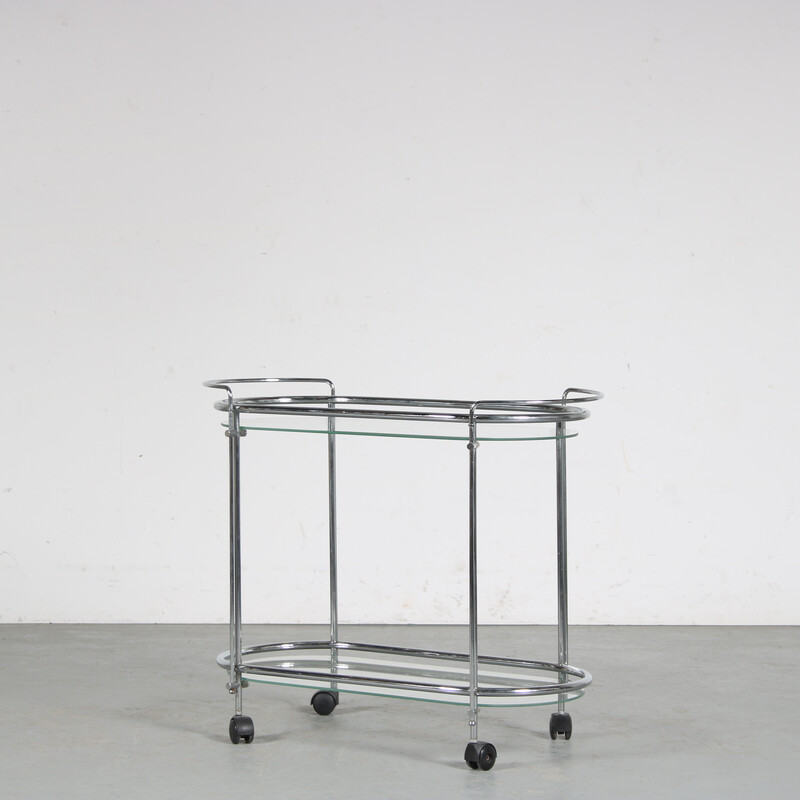 Vintage trolley with chrome plated tubular by Gae Aulenti for Fontana Arte, Italy 1970s