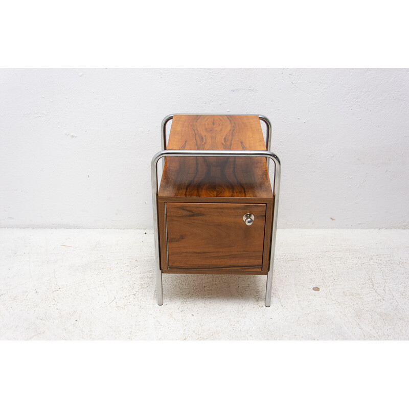 Vintage walnut side table by Robert Slezak, Czechoslovakia 1930s