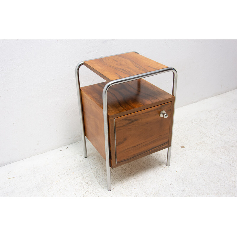 Vintage walnut side table by Robert Slezak, Czechoslovakia 1930s