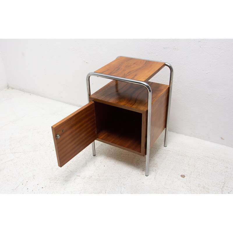 Vintage walnut side table by Robert Slezak, Czechoslovakia 1930s