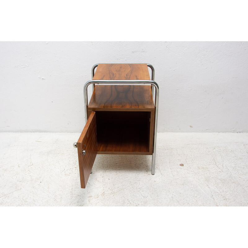 Vintage walnut side table by Robert Slezak, Czechoslovakia 1930s