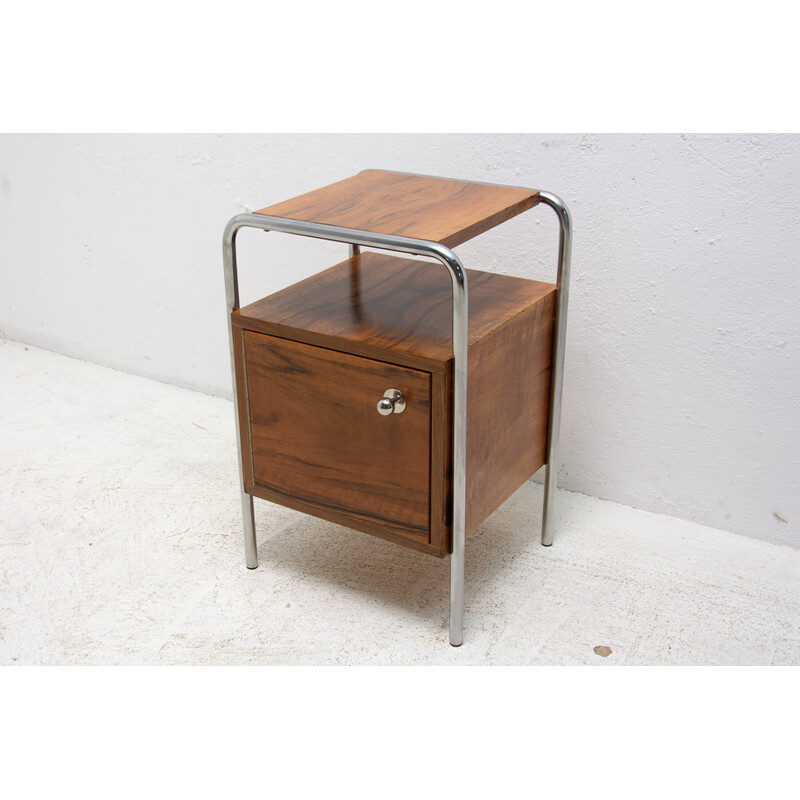 Vintage walnut side table by Robert Slezak, Czechoslovakia 1930s