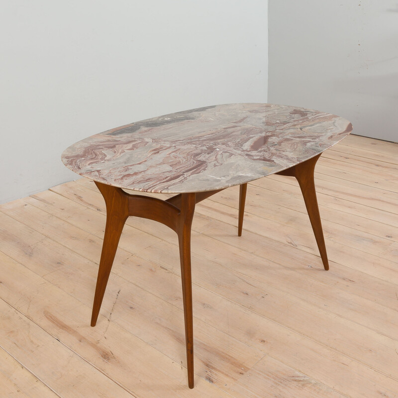 Italian vintage dining table with marble top, 1950s