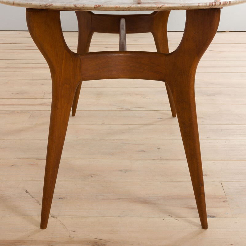 Italian vintage dining table with marble top, 1950s