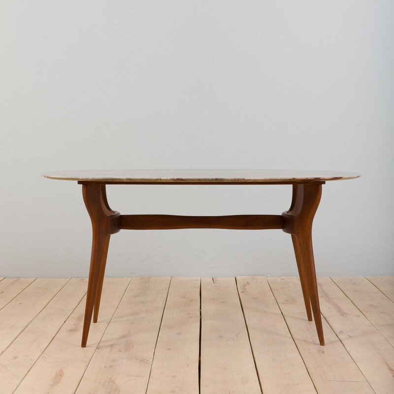 Italian vintage dining table with marble top, 1950s