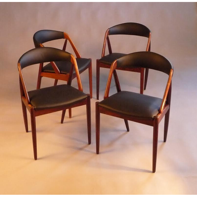 Set of 4 Schou Andersen "Model 31" rosewood dining chairs, Kai KRISTIANSEN - 1960s
