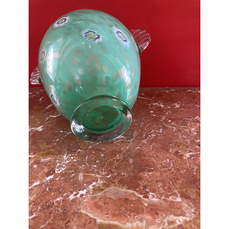 Vintage Murano, vaso de vidro dos Irmãos Toso, 1950