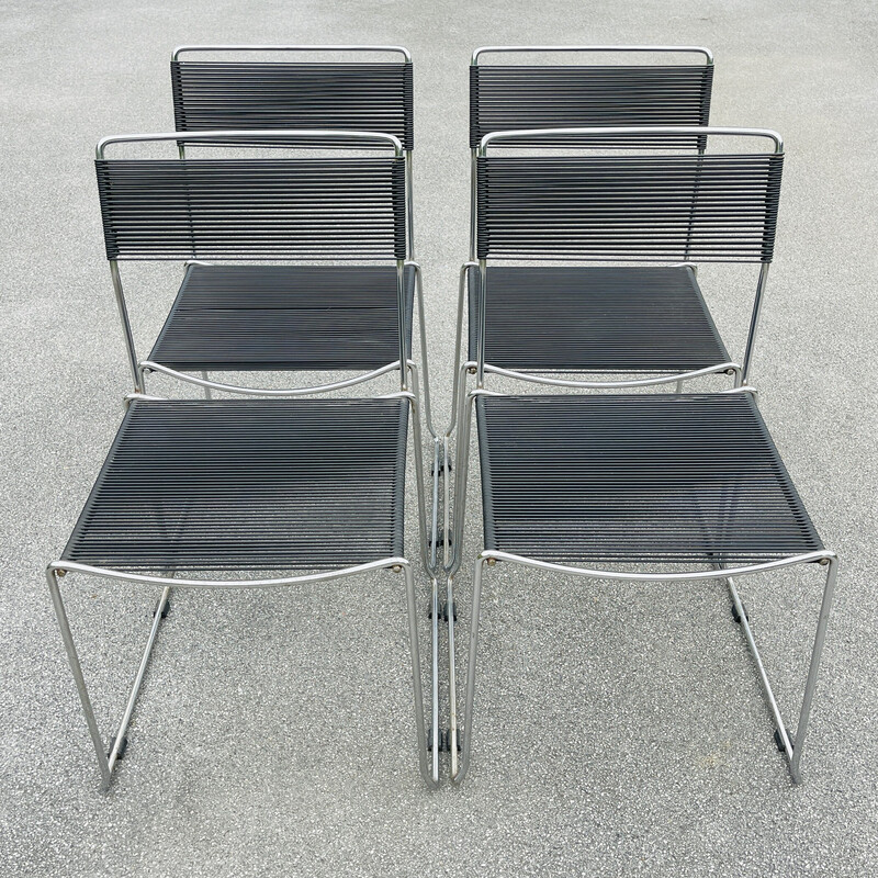 Set of 4 mid-century dining chairs Spaghetti by Giandomenico Belotti for Alias, Italy 1980s