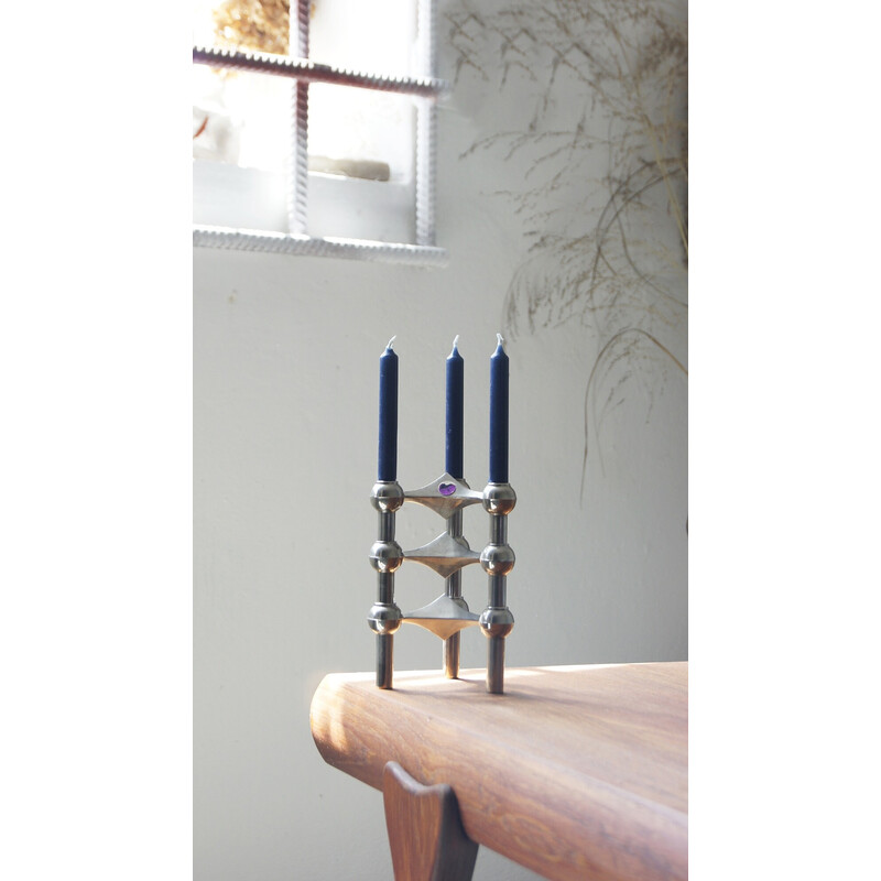 Set of 3 mid-century candlesticks by Fritz Nagel and C. Stoff, 1960s