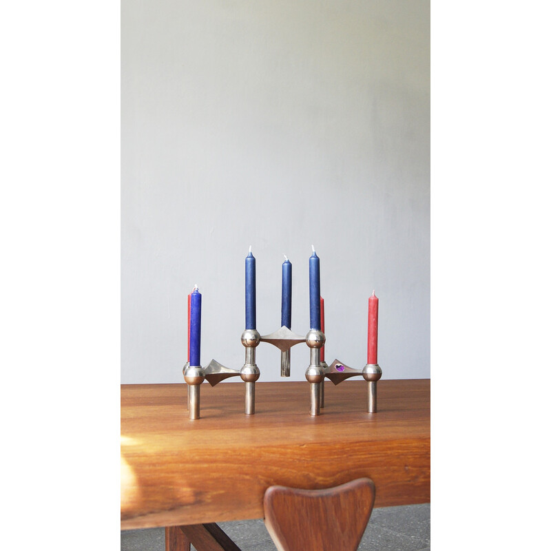 Set of 3 mid-century candlesticks by Fritz Nagel and C. Stoff, 1960s