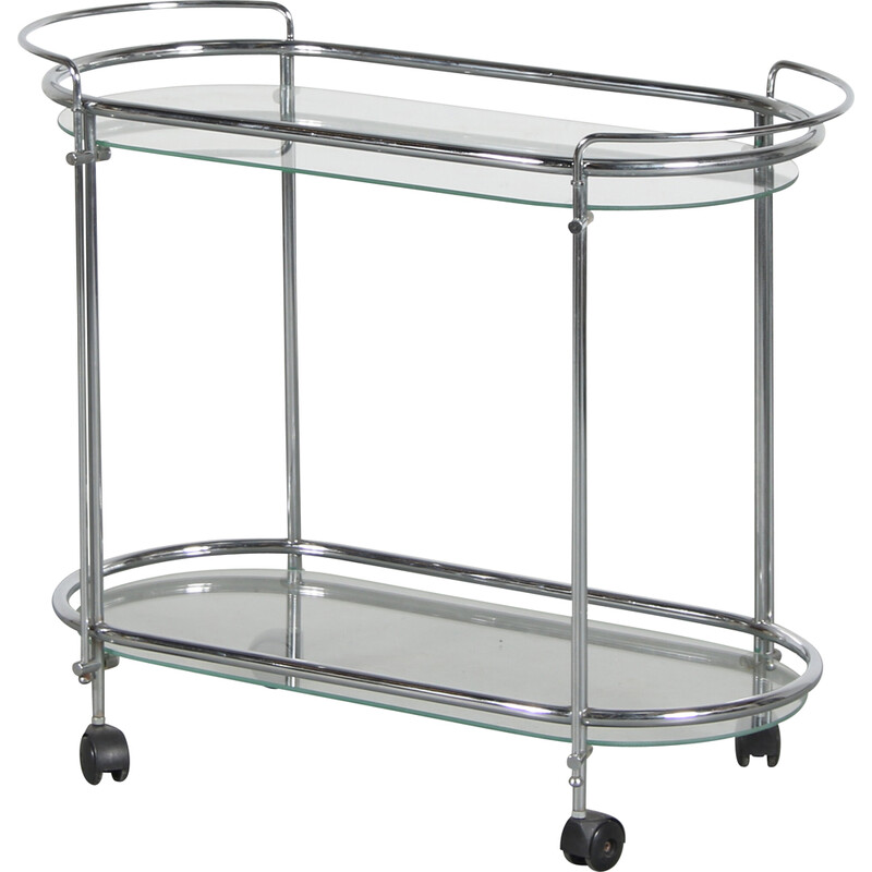 Vintage trolley with chrome plated tubular by Gae Aulenti for Fontana Arte, Italy 1970s