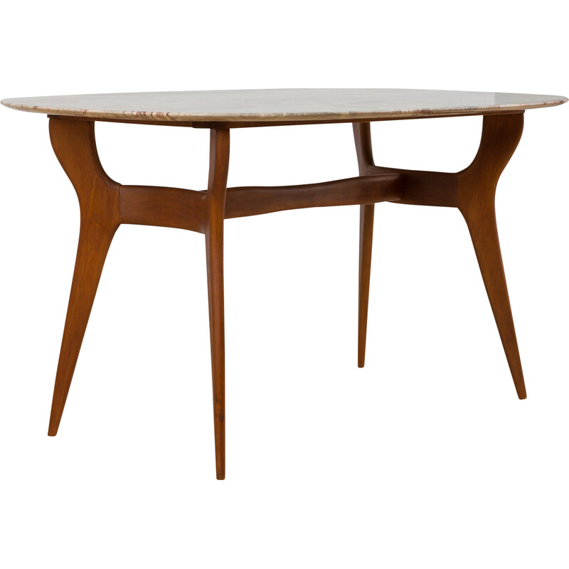 Italian vintage dining table with marble top, 1950s