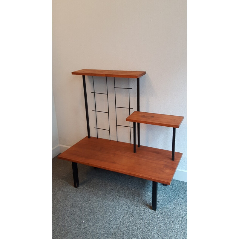 Modernist side table in wood and metal - 1950s