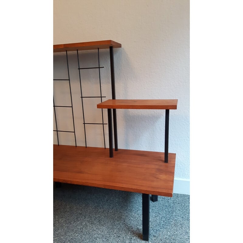 Table d'appoint moderniste en bois et métal - 1950 