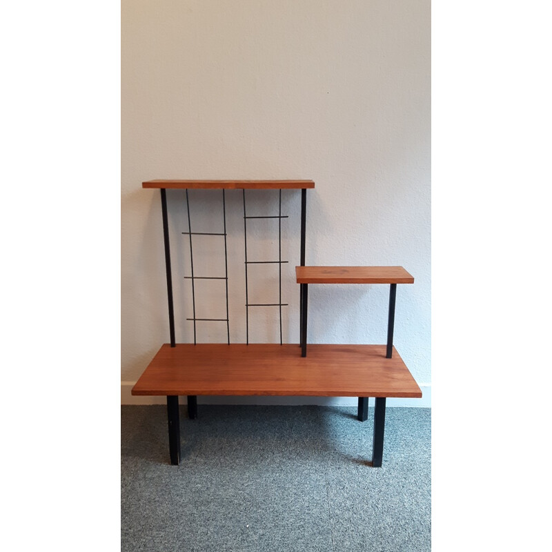 Modernist side table in wood and metal - 1950s