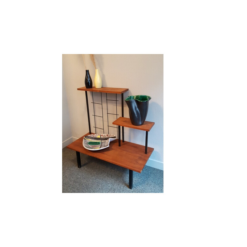 Modernist side table in wood and metal - 1950s