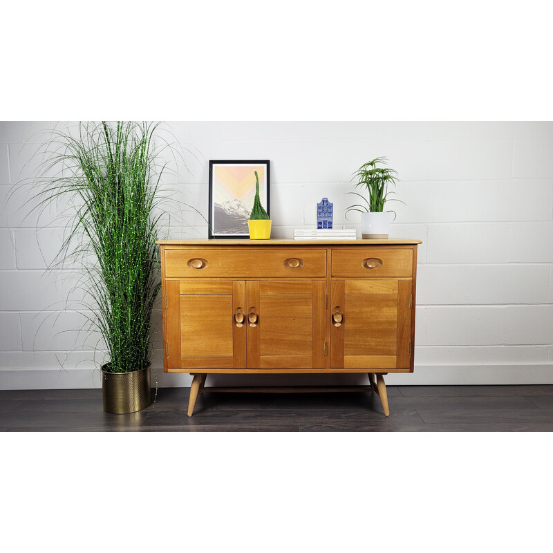 Vintage iepenhouten en beukenhouten dressoir van Ercol, 1960s