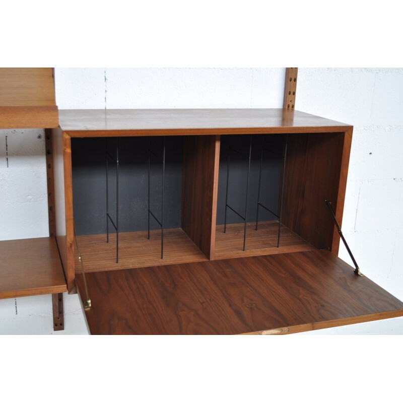 Cado teak and brass wall unit with several modules, Poul CADOVIUS - 1950s