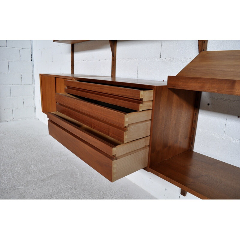 Cado teak and brass wall unit with several modules, Poul CADOVIUS - 1950s