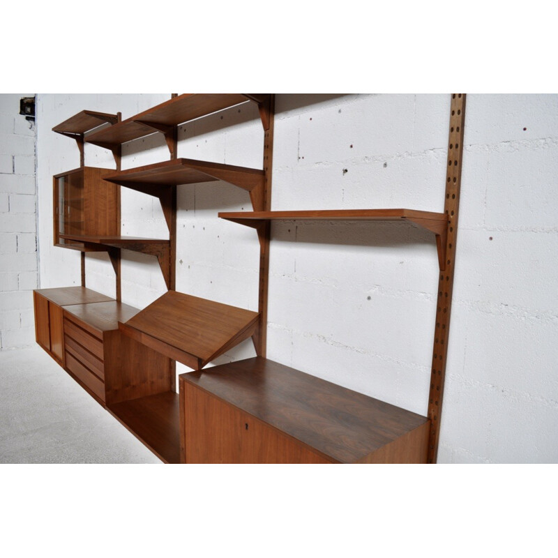 Cado teak and brass wall unit with several modules, Poul CADOVIUS - 1950s