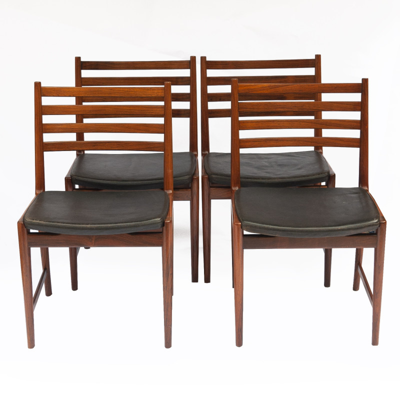 Conjunto de 4 cadeiras de jantar vintage em pau-rosa de Kai Lyngfeldt Larsen para Søren Willadsen, anos 60