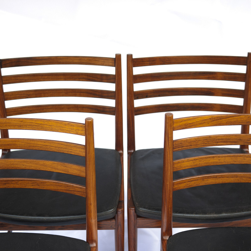 Juego de 4 sillas de comedor vintage de palisandro de Kai Lyngfeldt Larsen para Søren Willadsen, años 60