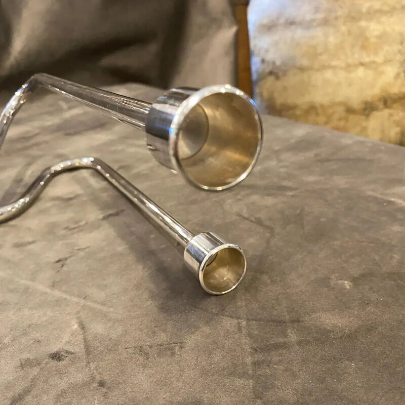 Vintage silver plated candlestick by Lino Sabattini for Sabatini Argenteria, Italy 1970s
