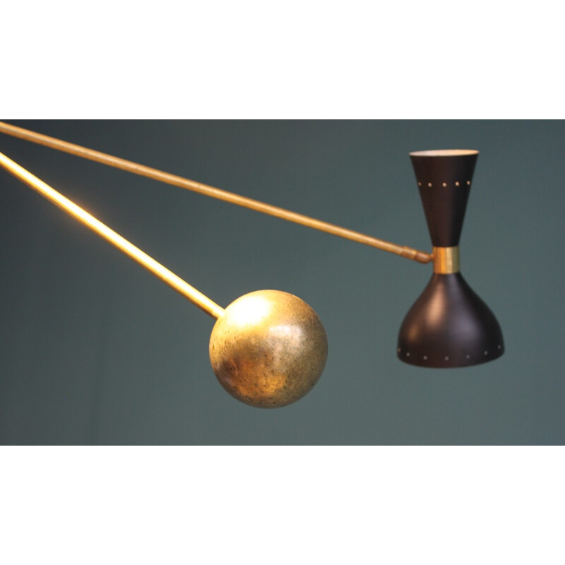Black brass and metal ceiling lamp - 1960s