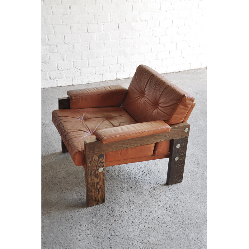 Vintage wenge and leather lounge set by Martin Visser for Spectrum, Holanda 1960