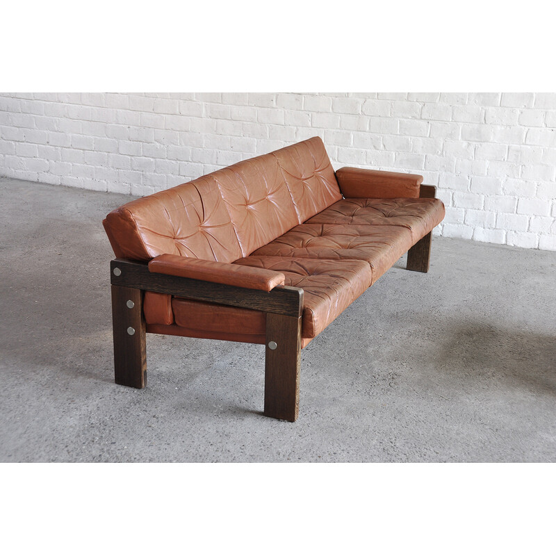 Vintage wenge and leather lounge set by Martin Visser for Spectrum, Holanda 1960