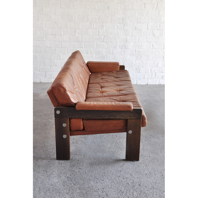 Vintage wengé and leather living room set by Martin Visser for Spectrum, Netherlands 1960s