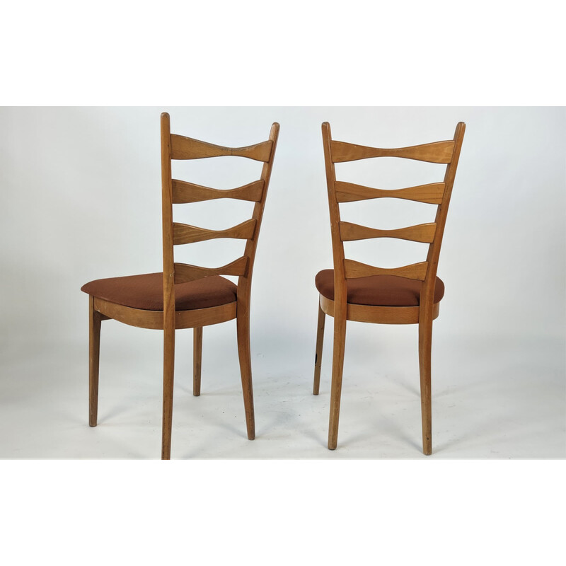 Pair of mid century dining chairs with high backrests by Ton, Czechoslovakia 1960s