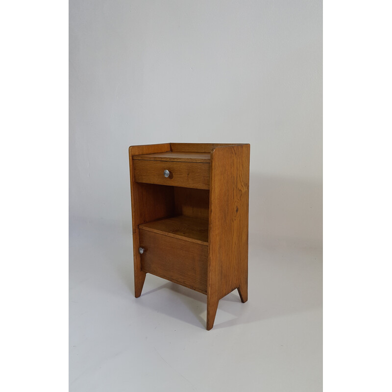 Bedside table with compass feet in solid oak - 1950s