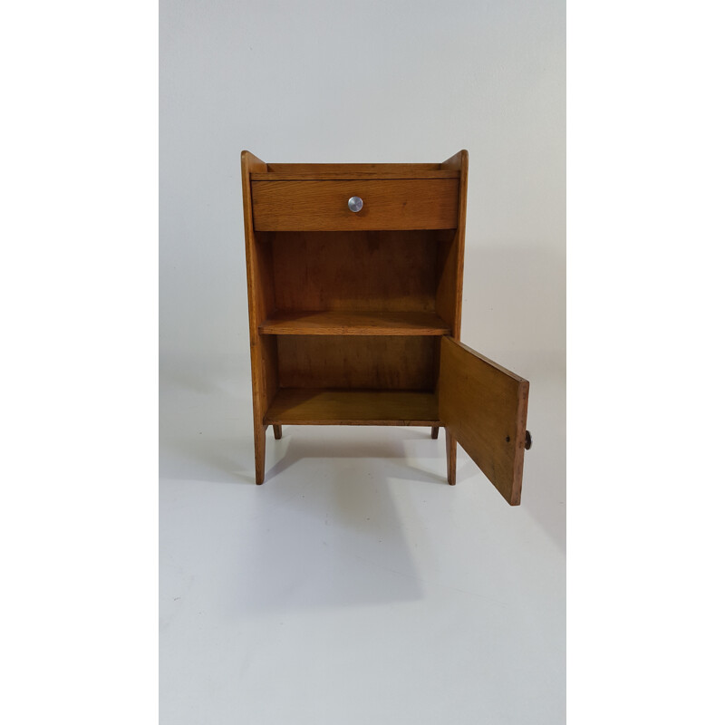 Bedside table with compass feet in solid oak - 1950s