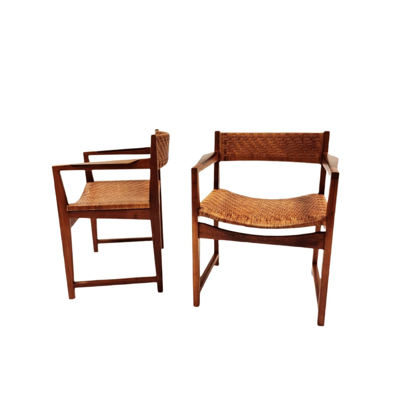 Pair of vintage teak and rosewood armchairs by Hvidt and Mølgaard for Soborg