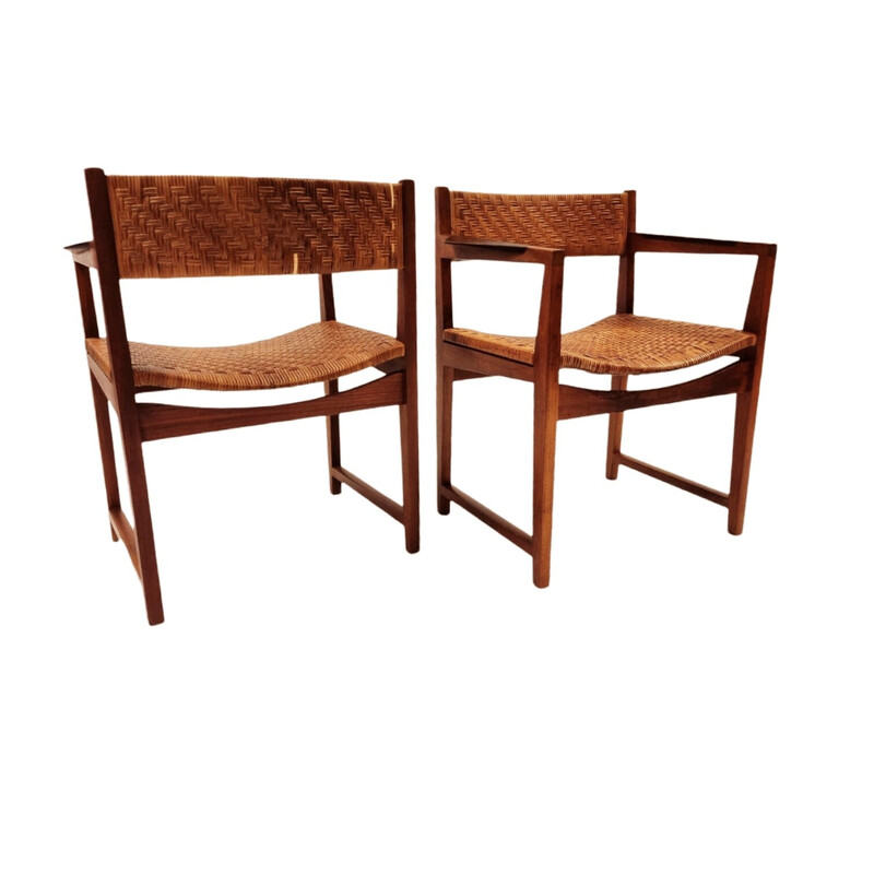 Pair of vintage teak and rosewood armchairs by Hvidt and Mølgaard for Soborg