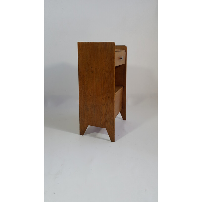 Bedside table with compass feet in solid oak - 1950s