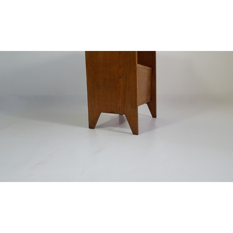 Bedside table with compass feet in solid oak - 1950s