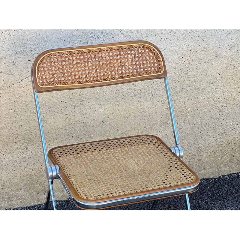 Set of 6 vintage cane folding chairs by Giancalo Piretti, 1970