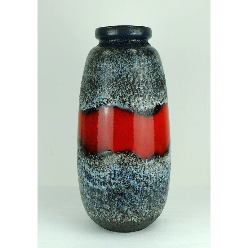 Vase "284-47" Scheurich bleu et noir en céramique - 1960